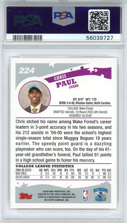 Chris Paul 2005 Topps Rookie Card #224 (Psa)