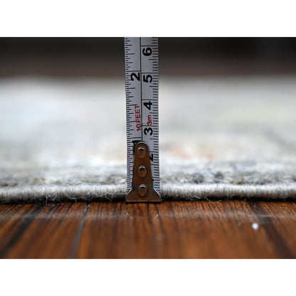 2'7"X6'1" Nevada Gray Wool Weft Afghan Angora Oushak Runner Oriental Rug