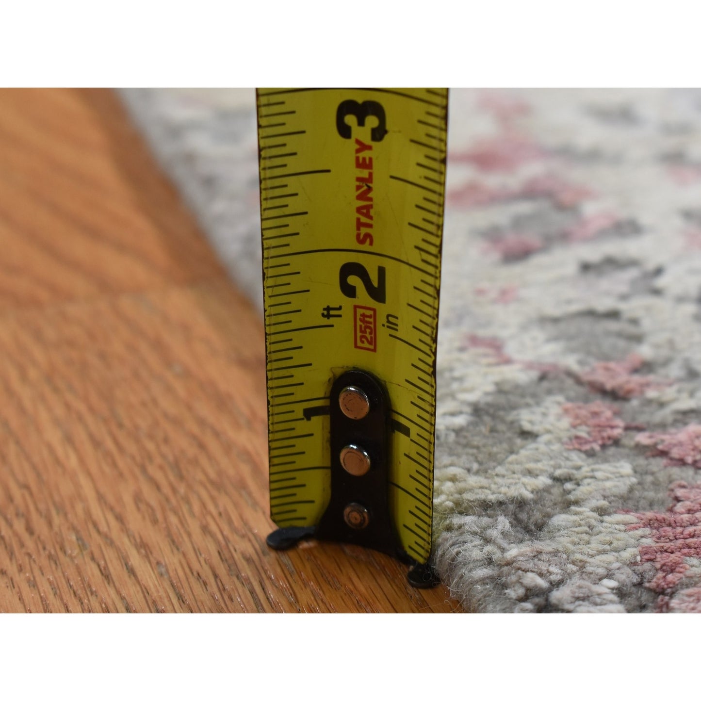 3'X4'9" Pink Abstract Design Wool And Silk Hand Knotted Rug