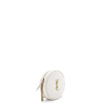 Saint Laurent Vinyle Round Camera Bag Matelasse Chevron Leather