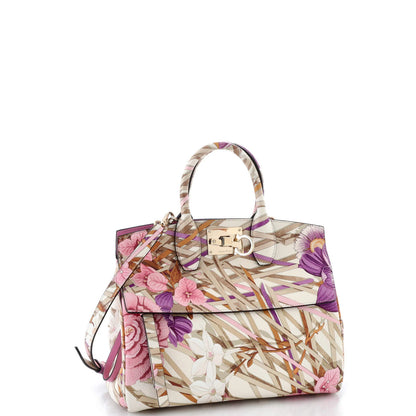 Salvatore Ferragamo Studio Satchel Printed Leather Small