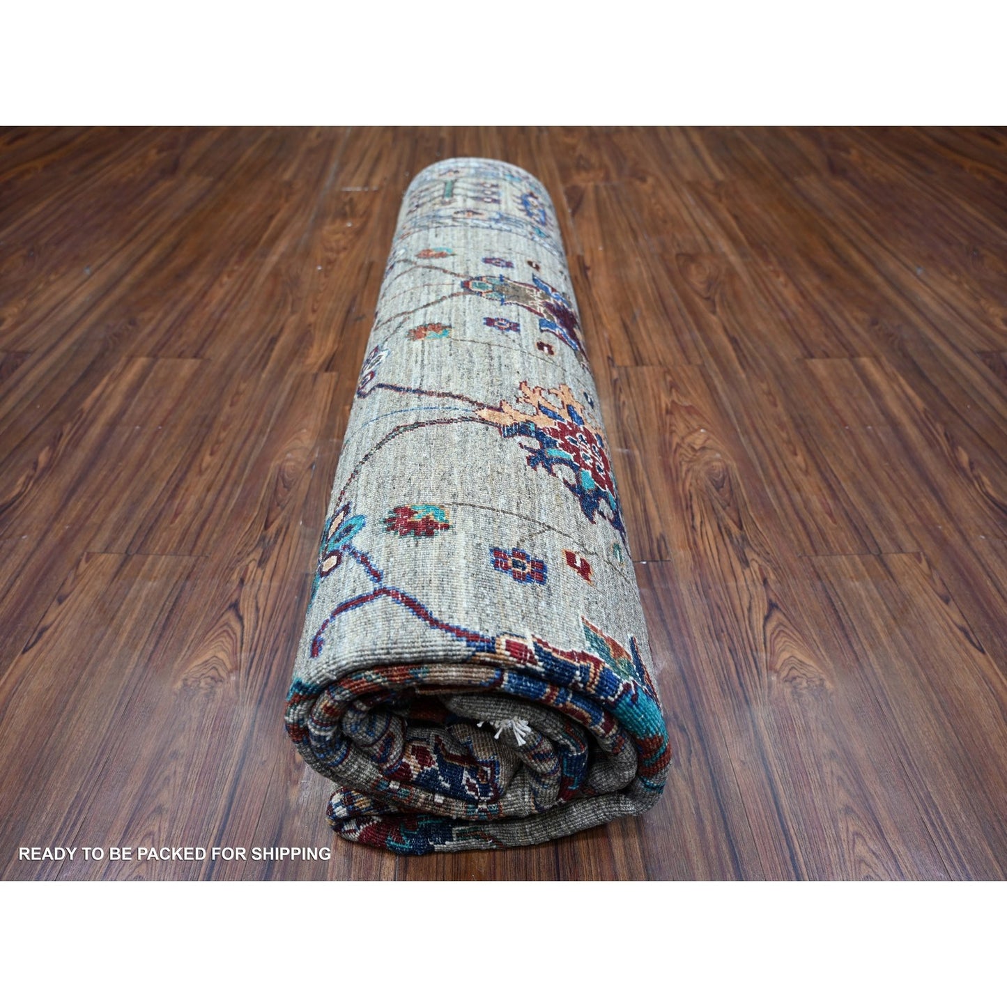 7'9"X9'6" Carbon Gray Hand Knotted Sultani Pomegranate Design Wool Rug