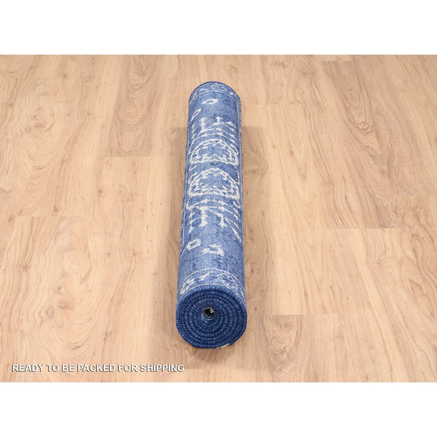 4'1"X6'1" Denim Blue Tone On Tone Tebraz Hand Knotted Wool And Silk Rug