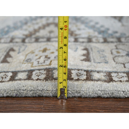 5'1"X6'10" Gray Zoroastrian Village Inspired Pure Wool Hand Knotted Rug