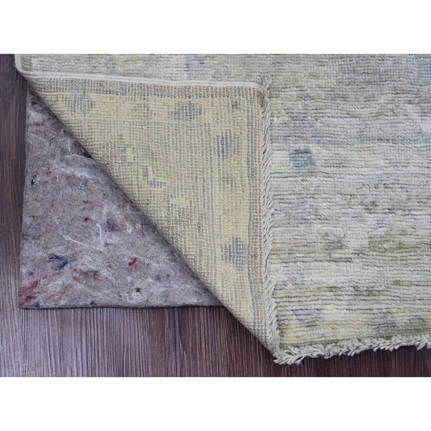 4'X5'10" Sonic Gray Hand Knotted Afghan Angora Oushak Wool Oriental Rug