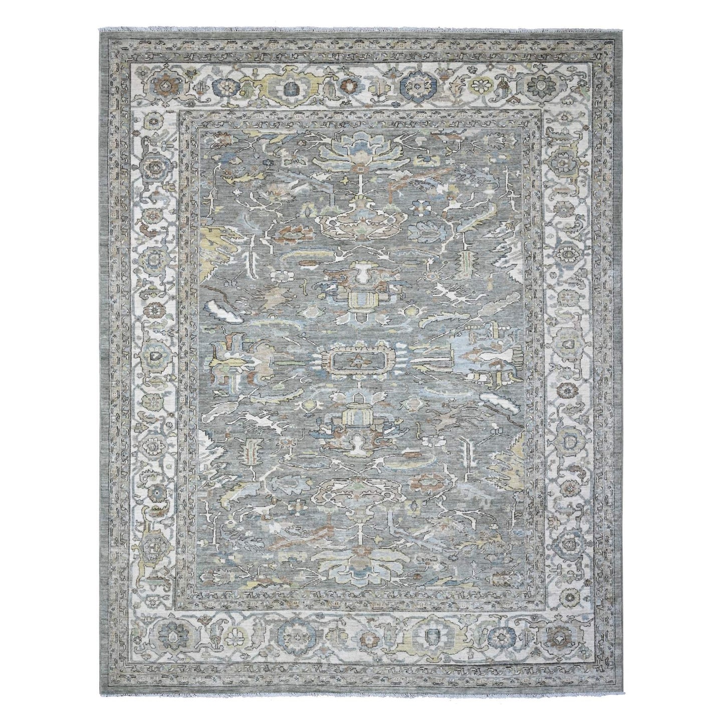 8'3"X10'5" Ultimate Gray Fine Aryana Peshawar Heris Oriental Rug
