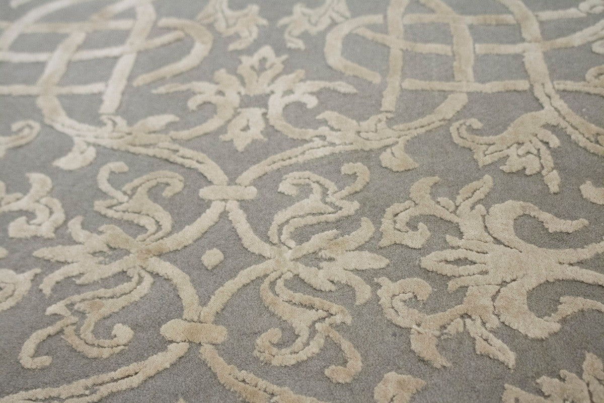6X9 ft Signed Extra Fine 400 Knots Handmade Oriental Rug Gray Beige Decor Carpet