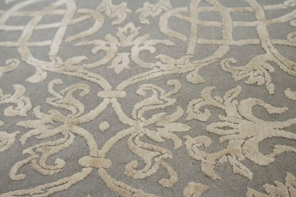 6X9 ft Signed Extra Fine 400 Knots Handmade Oriental Rug Gray Beige Decor Carpet