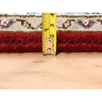 2'6"X16'3" Red Tebraz Mahi Fish Design Hand Knotted Wool-Silk Runner Rug