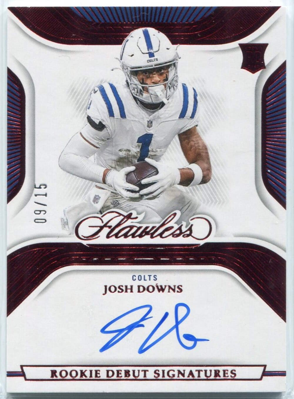 Josh Downs 2023 Panini Flawless Rookie Debut Signatures Auto Ruby Parallel Rc #R