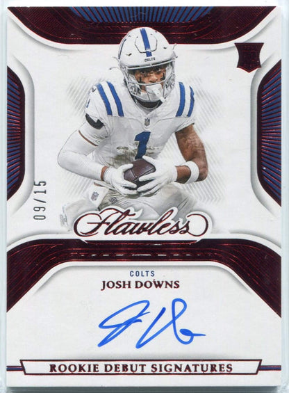 Josh Downs 2023 Panini Flawless Rookie Debut Signatures Auto Ruby Parallel Rc #R