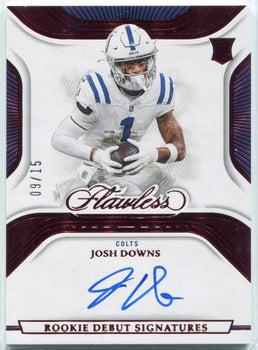 Josh Downs 2023 Panini Flawless Rookie Debut Signatures Auto Ruby Parallel Rc #R