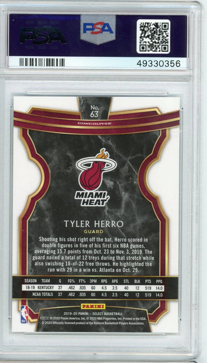 Tyler Herro 2019 Panini Select #63 (Psa Mint 9) Base Rc