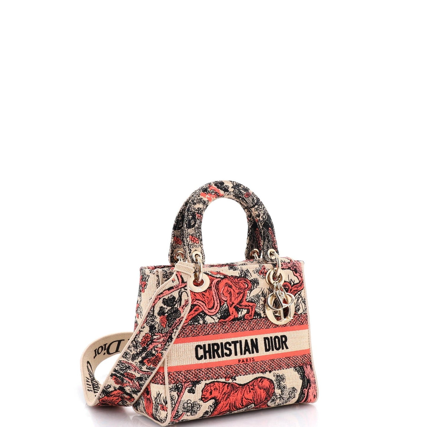 Christian Dior Lady D-Lite Bag Embroidered Raffia Medium