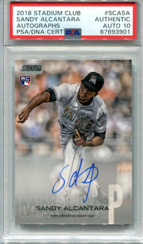 Sandy Alcantara 2018 Topps Stadium Club #Scasa (Psa) Auth Auto 10 Card