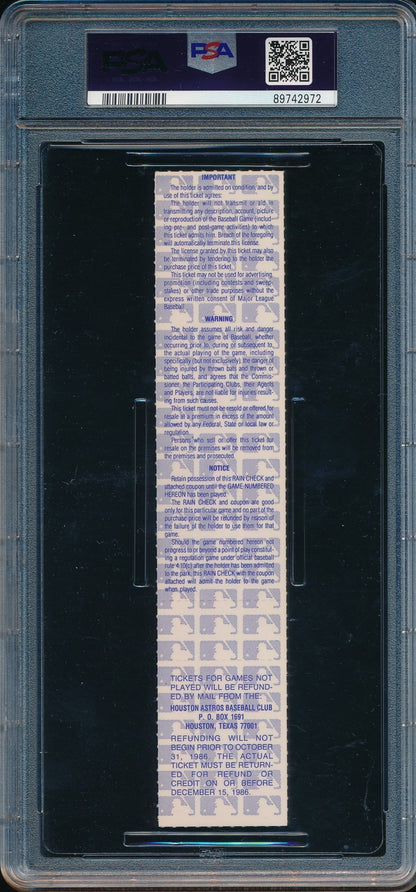 1986 Nlcs Game 6 Full Ticket Mets Vs. Astros 16 Innings Psa/Dna Nm-Mt 8 190598