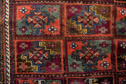 Vintage Violet Brown Oriental Rug Tribal Design