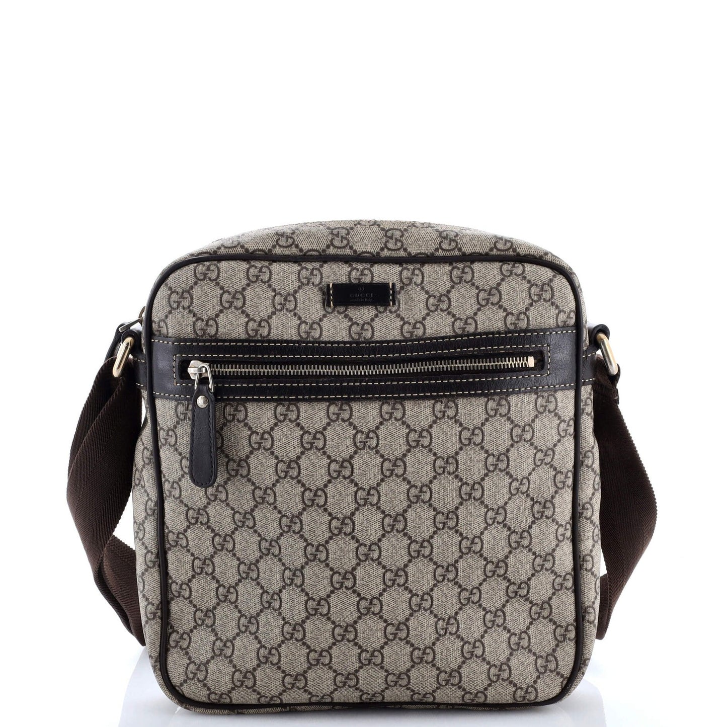 Gucci Front Zip Messenger Gg Coated Canvas Medium
