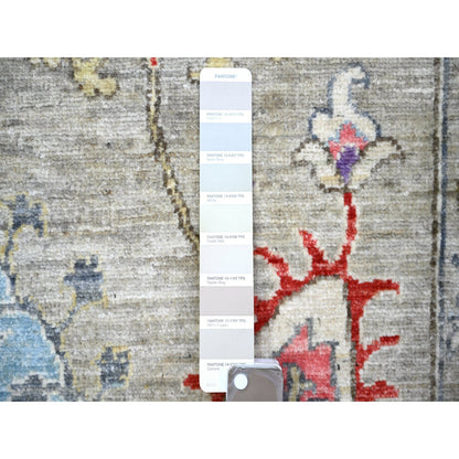9'X12'2" Light Beige Soft Wool Hand Knotted Fine Peshawar Rug