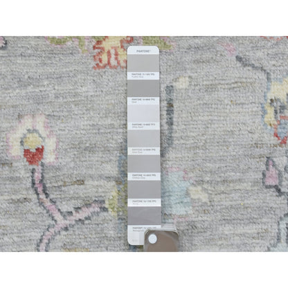 8'1"X10'1" Light Gray Hand Knotted Afghan Angora Oushak Soft Wool Rug