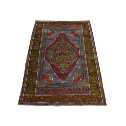 3'10"X6' Pewter Gray Vintage Turkish Keysari 100% Wool Hand Knotted Rug