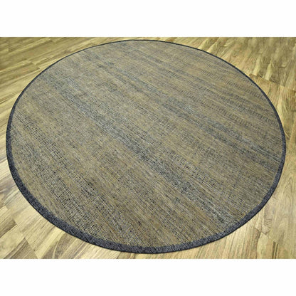 12'X12' Brown Hand Knotted Rug Pure Wool Oxidized Grass Design Round