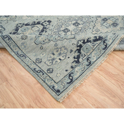 8'10"X12' Silver Gray Extra Soft Wool Hand Knotted Anatolian Design Rug