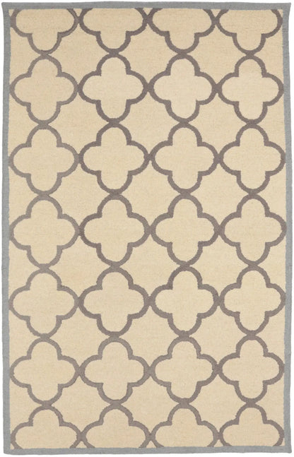 5X8 Ft Hand-Tufted Cream & Taupe Wool Rug Modern