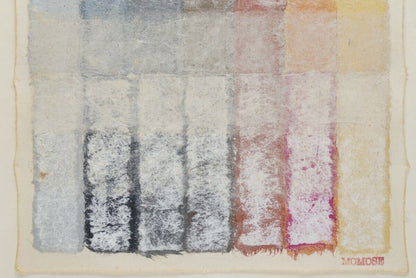 Framed Hisashi Momose Signed Original Painting Mixed media "Square Strips"