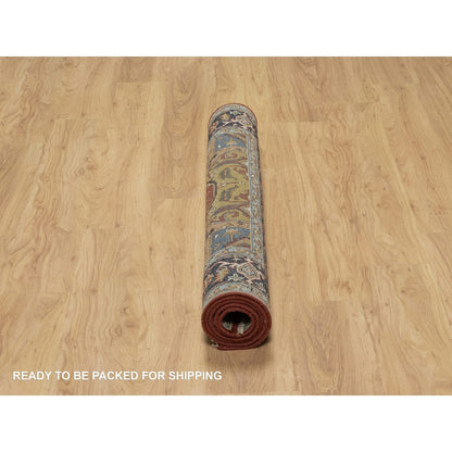 4'3"X6'2" Red Heris Revival Medallion Design Pure Wool Hand Knotted Rug