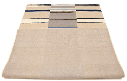 Hand-Tufted Multicolored Stripes Design Plush Rug