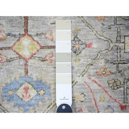 8'X8' Gray Ziegler Mahal Hand Knotted Pure Wool Round Oriental Rug