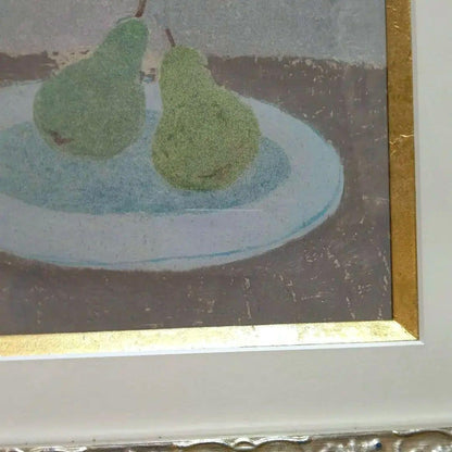 Bernard Myers Original Oil Pastel Drawing - Flowers And Pears - Signed British