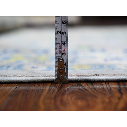 4'10"X6'1" Battleship Gray Caucasian Design Fusion Kazak Oriental Rug