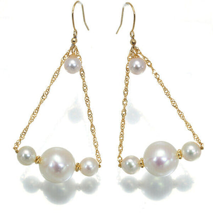 Akoya Pearl 4.2-8.8mm Hook Dangle Earrings 18K