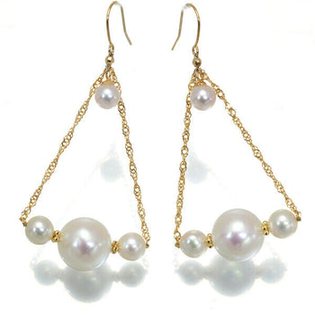 Akoya Pearl 4.2-8.8mm Hook Dangle Earrings 18K