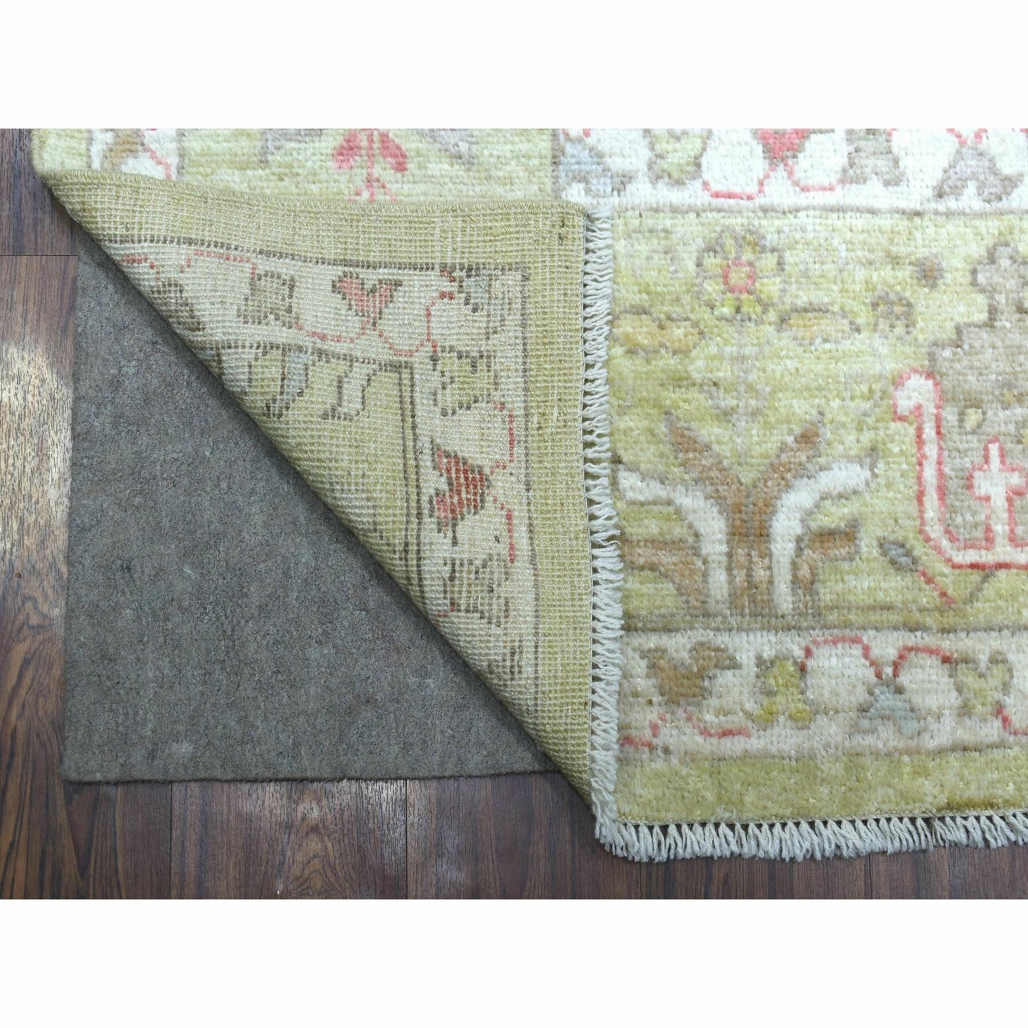 8'X9'9" Lime Green Afghan Angora Ushak Natural Wool Hand Knotted Rug
