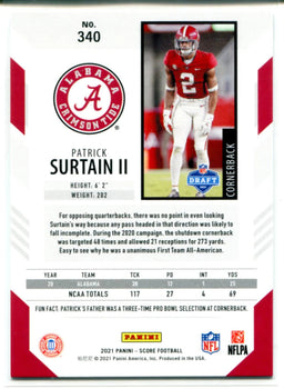 Patrick Suritain Ii 2021 Panini Score Rookie Card #340