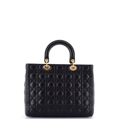Christian Dior Vintage Lady Dior Bag Cannage Quilt Lambskin Large