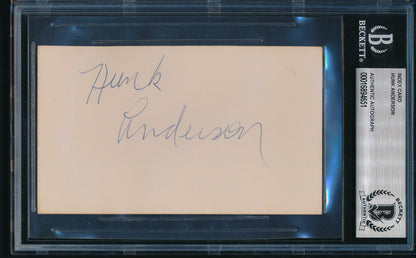 Hunk Anderson Hof Signed/Auto 3X5 Index Card