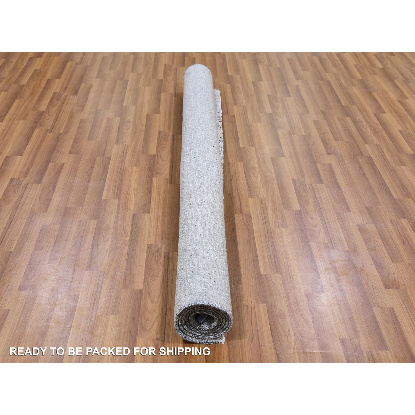 6'X6' Dark Gray Modern Grass Design Undyed Wool Hand Knotted Oriental Rug