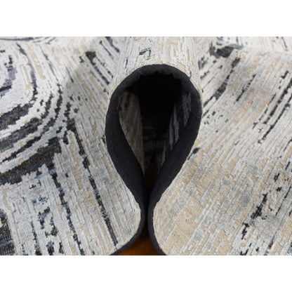 10'X14'5" Gray The Cane Design Silk With Wool Hand Knotted Rug