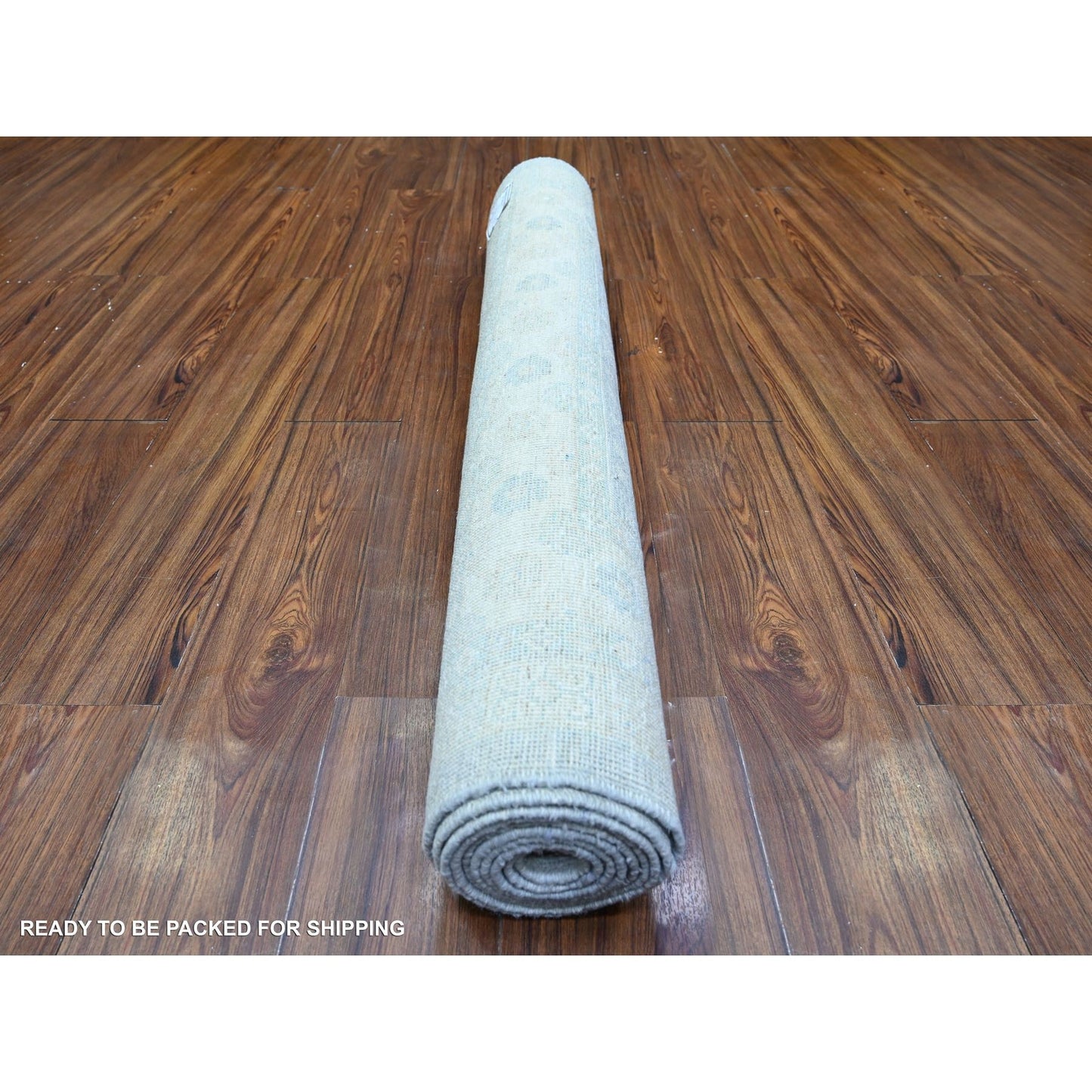 4'X10' Oxford Gray White Wash Pomegranate Wool Hand Knotted Oriental Rug