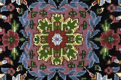 Handmade Kirman Oriental Rug Cream & Blue Floral