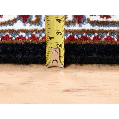 2'1"X8' Black Tebraz Mahi Fish Design Hand Knotted Wool-Silk Runner Rug