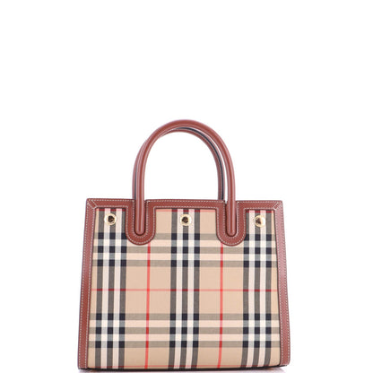 Burberry Title Two Handle Tote Vintage Check Canvas And Leather Mini