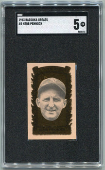 Herb Pennock 1963 Bazooka Greats Card #5 Sgc