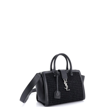 Saint Laurent Monogram Cabas Downtown Raffia And Leather Baby