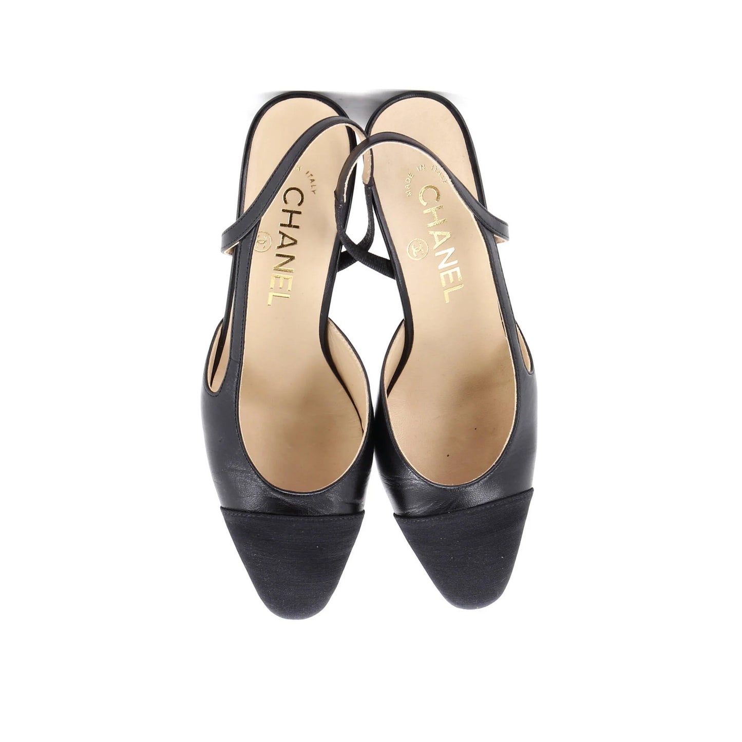 Chanel Womens Cap Toe Slingback Pumps Leather