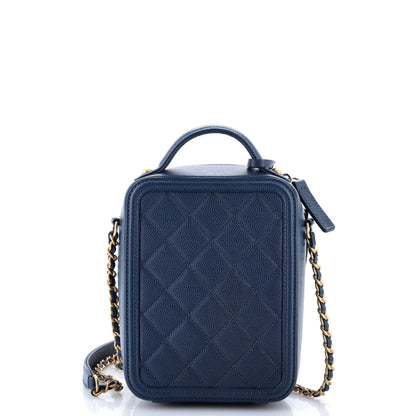 Chanel Filigree Vertical Vanity Case Quilted Caviar